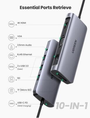 UGREEN USB-C 3.0 Hub 10 in 1 (80133)