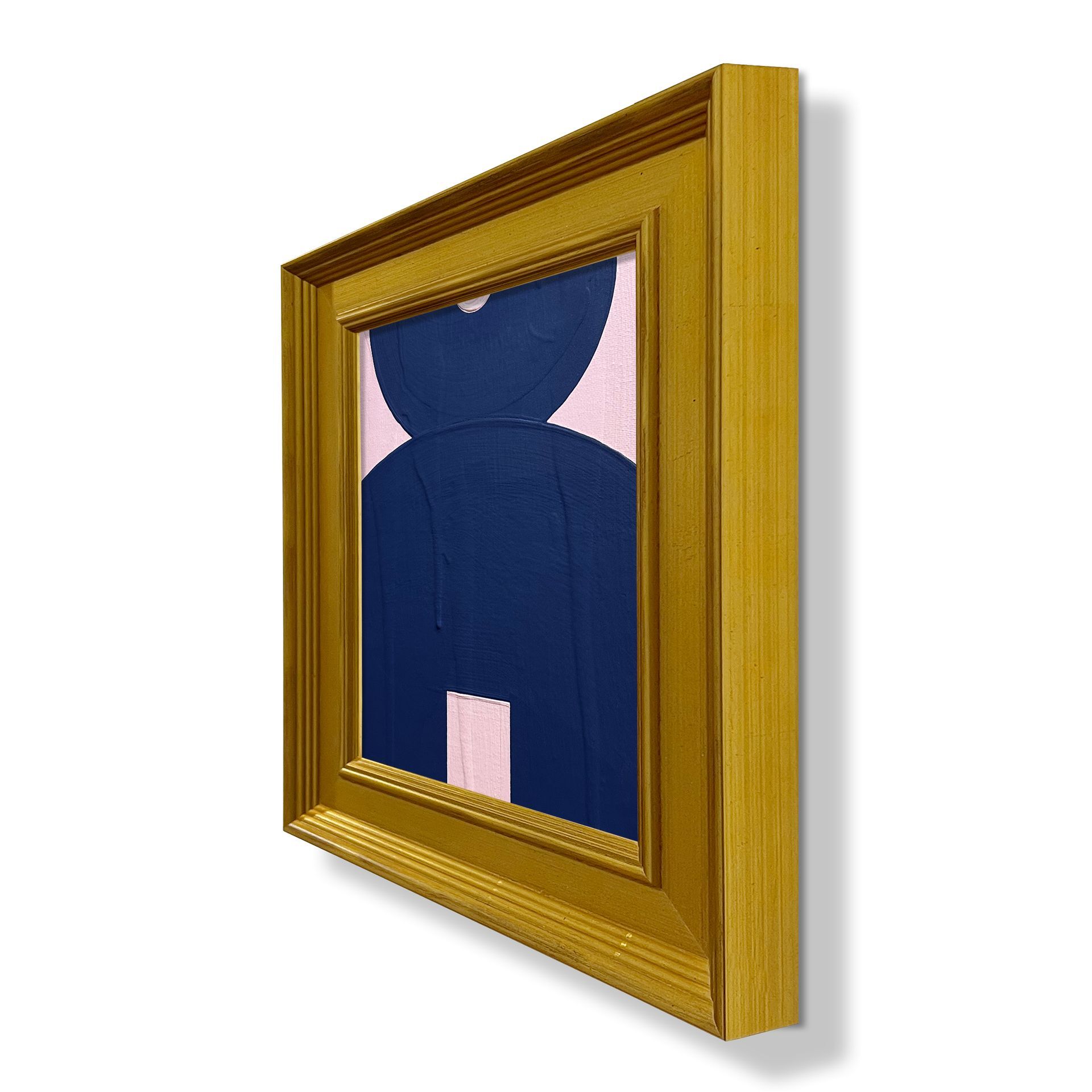 Mini Kokeshi Doll Head - Light Pink and Navy