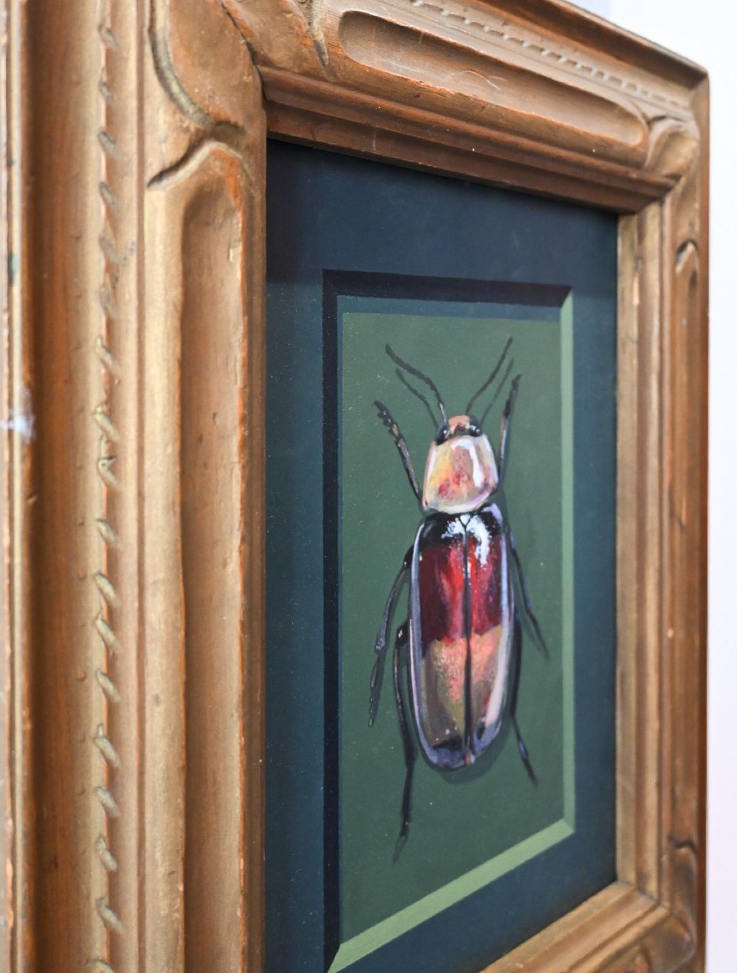 Beetle on Green Panel