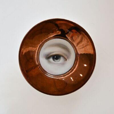 Lover's Eye Painting on an English Copper Luster Plate