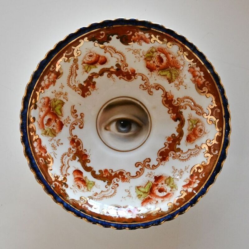 Lover's Eye Painting on an English Royal Albert Plate