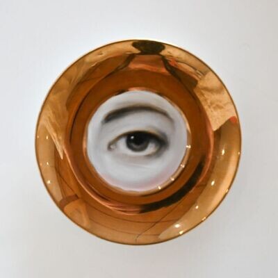 Lover's Eye Painting on a Gold Luster Plate