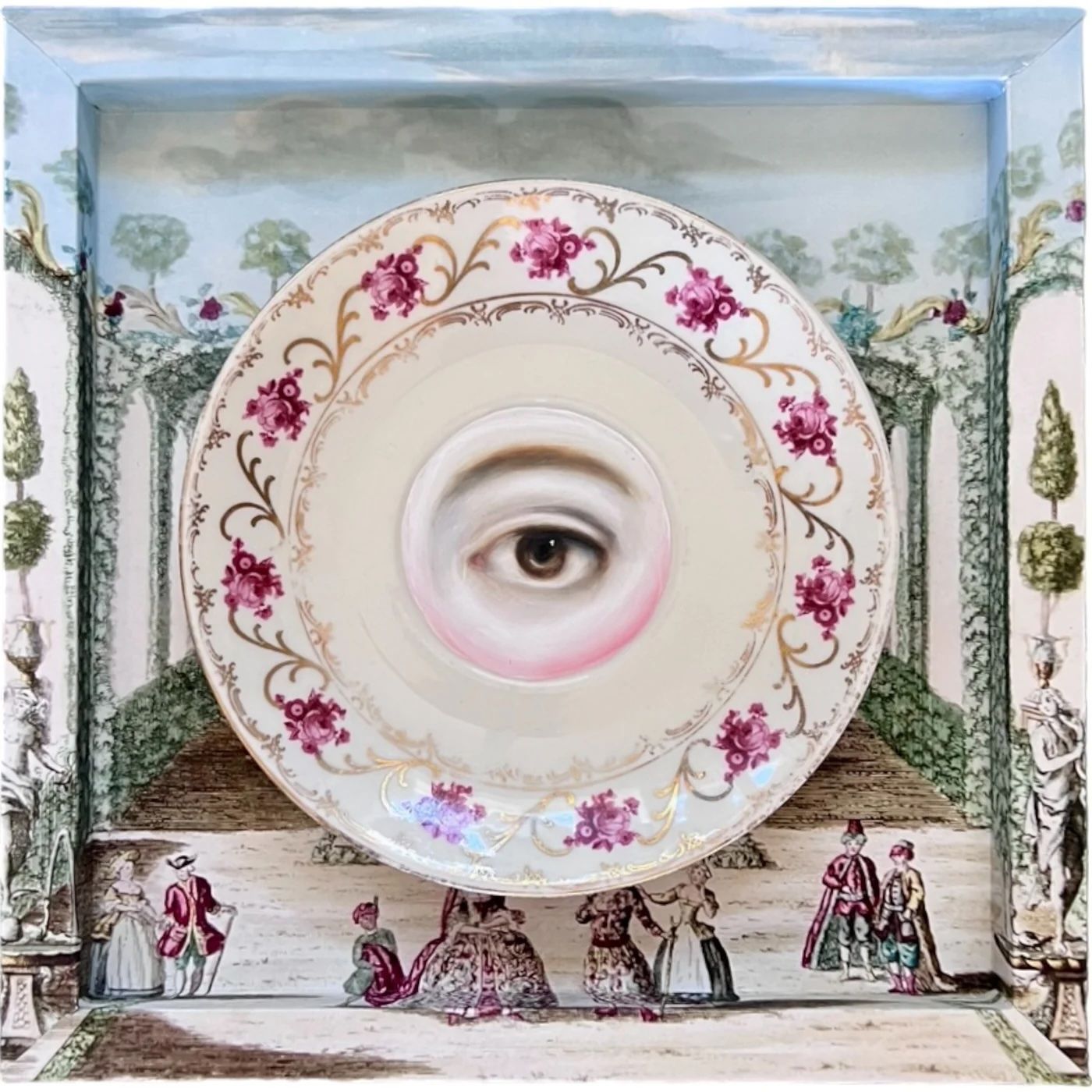 NO. 1498 LOVER'S EYE PAINTING ON A SCHUMANN ROSE PLATE