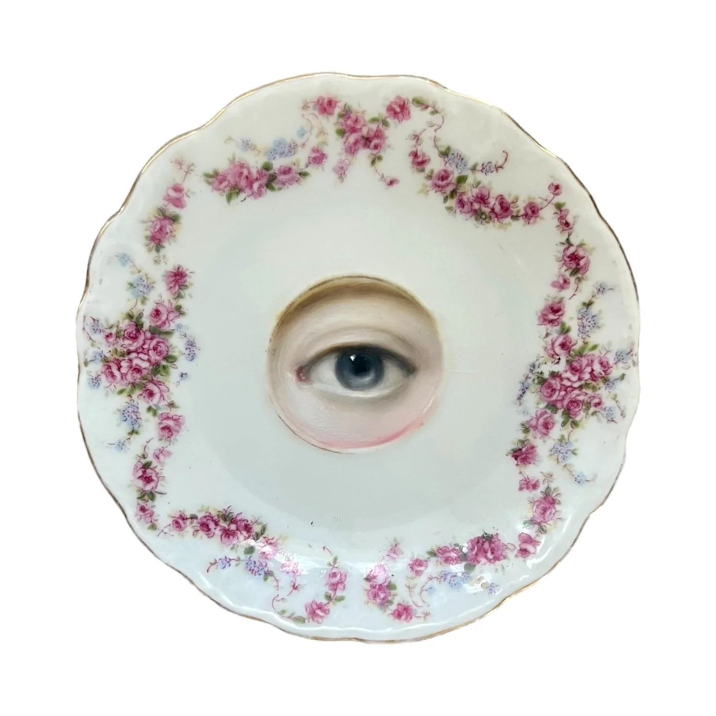 NO. 1816 LOVER'S EYE PAINTING ON A BAVARIAN ROSE GARLAND PLATE