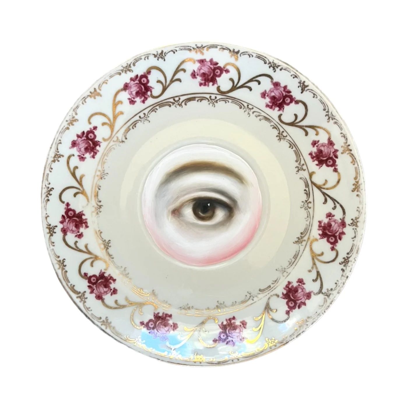NO. 1498 LOVER'S EYE PAINTING ON A SCHUMANN ROSE PLATE