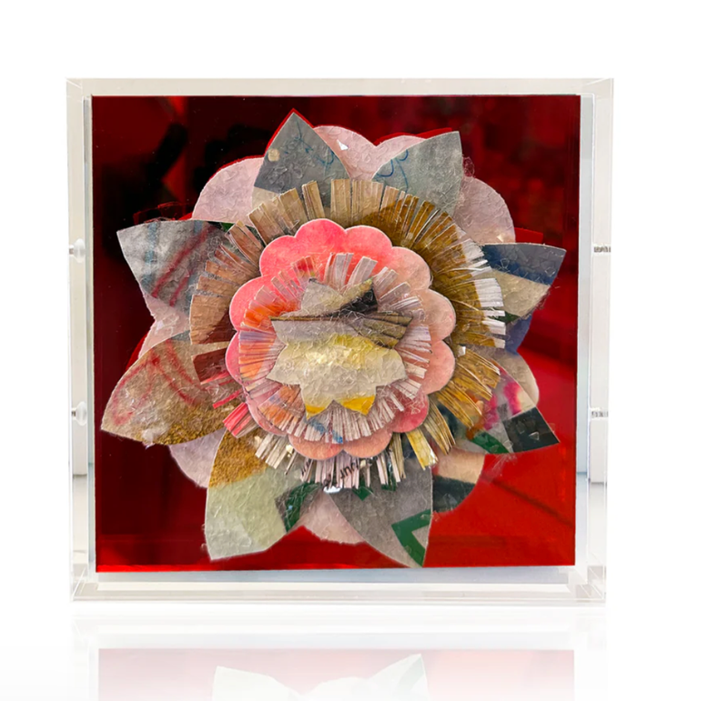 3D Bloom Floral #28 Mini Original Artwork on Mirror