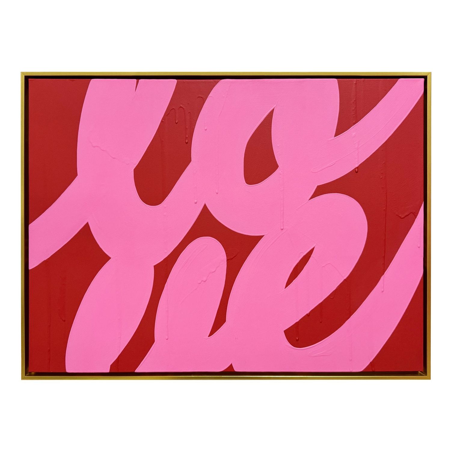 RON GIUSTI LOVE RED PINK ACRYLIC PAINTING