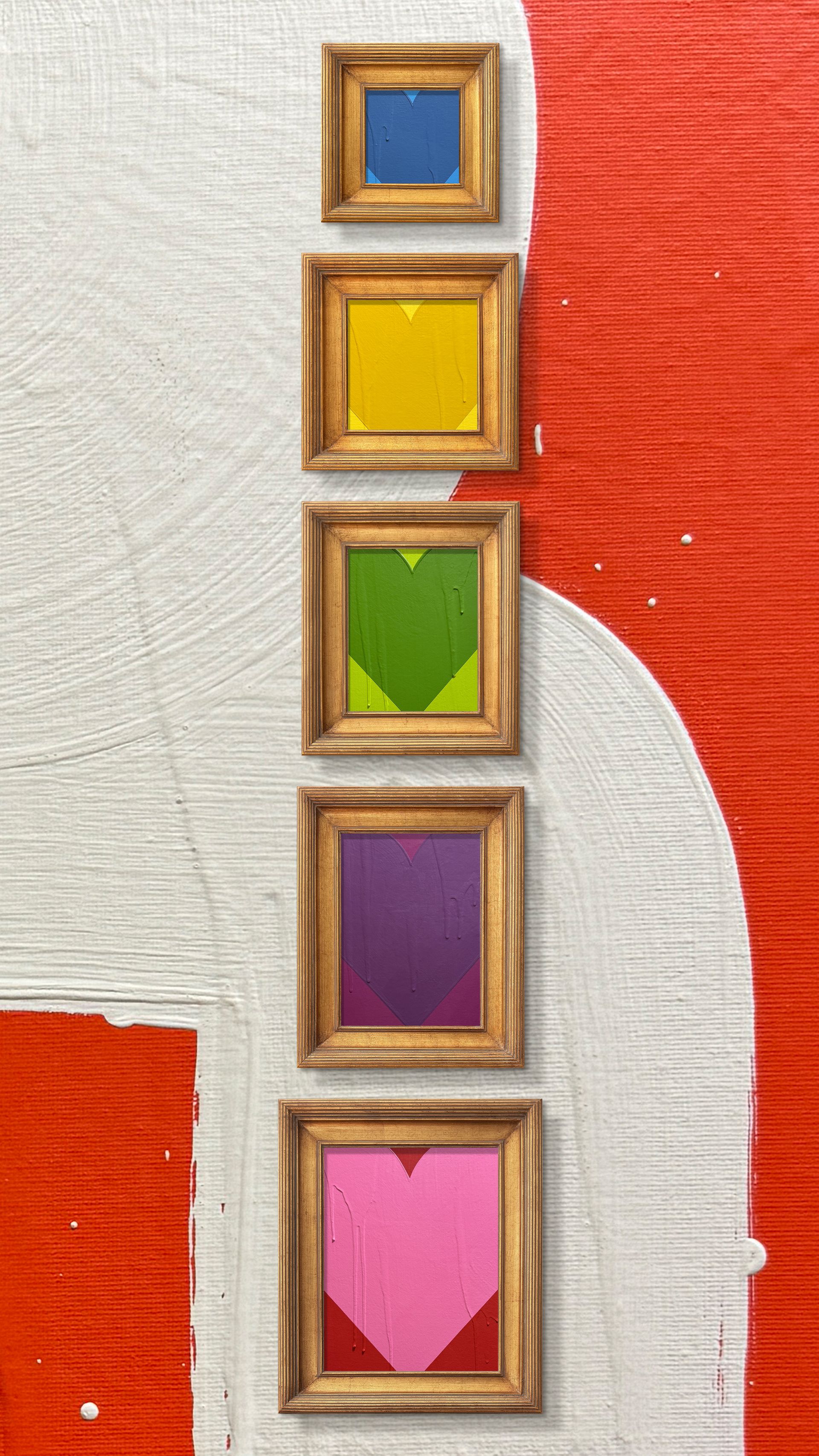 RON GIUSTI MINI HEART LEMON YELLOW ACRYLIC PAINTING