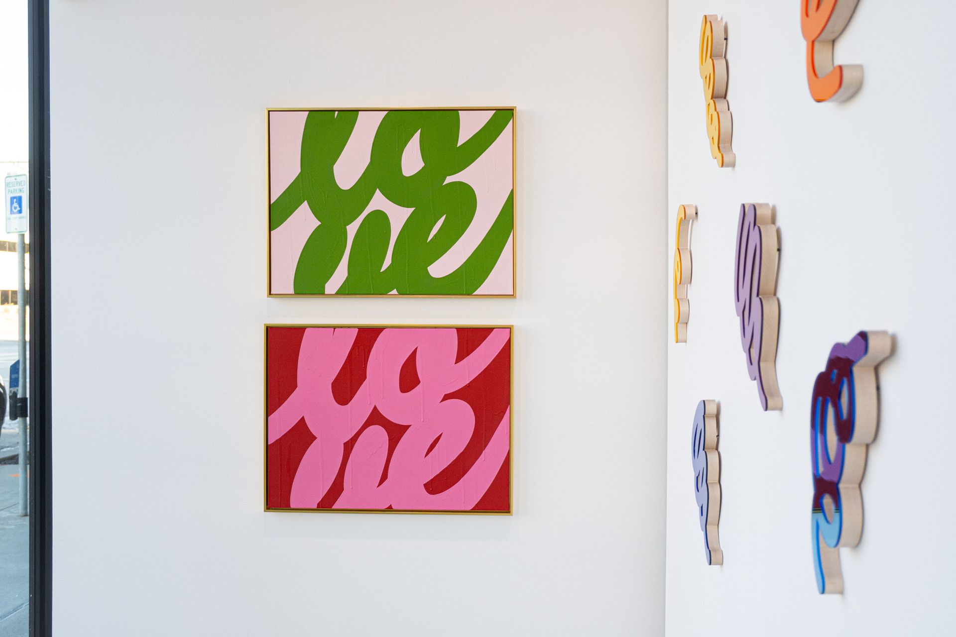 RON GIUSTI LOVE RED PINK ACRYLIC PAINTING