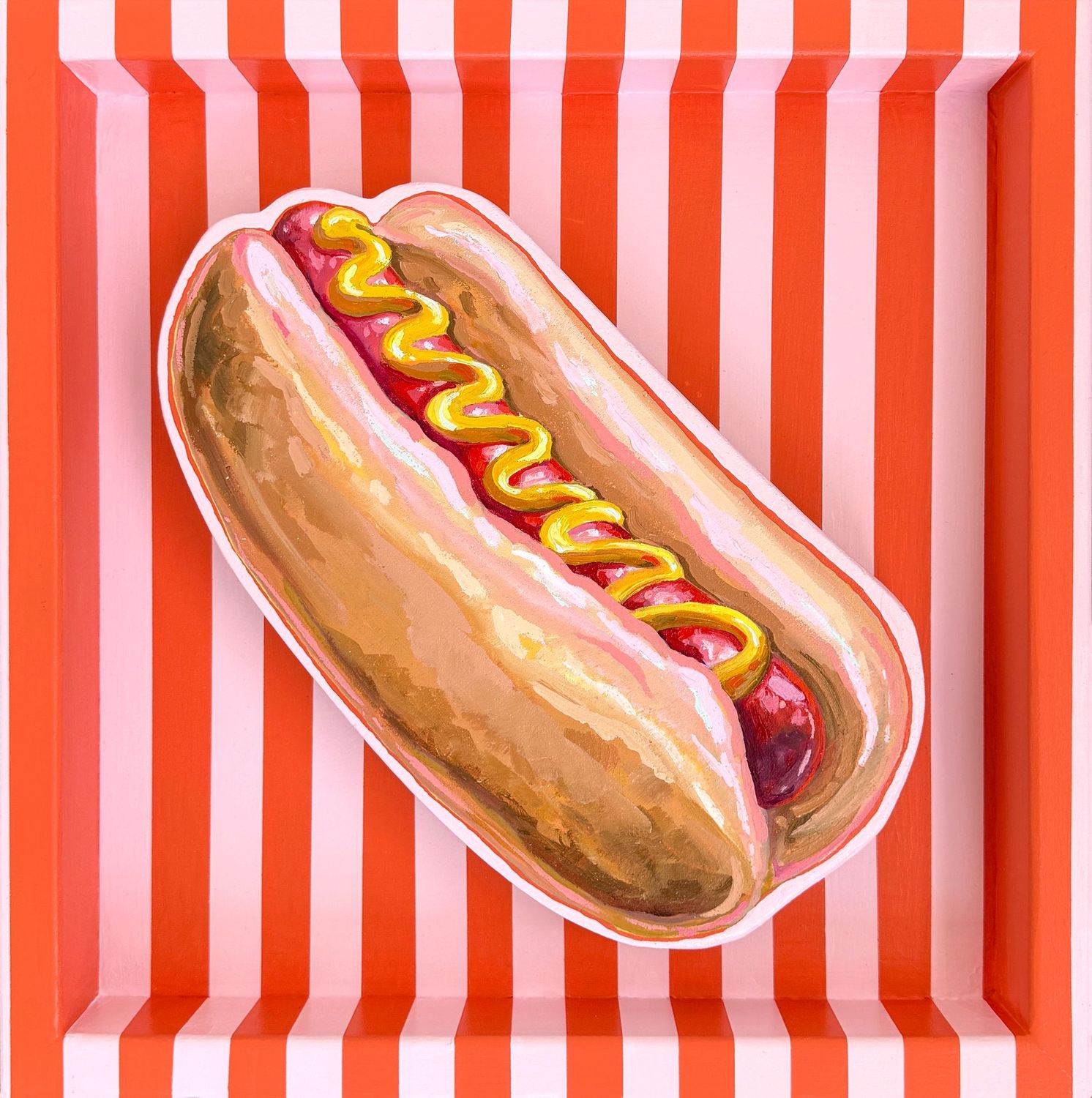 Hot Dog on Pink & Vermillion