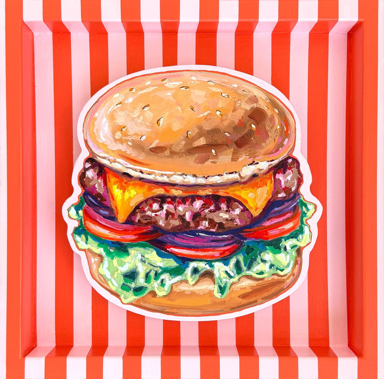 Hamburger on Pink & Vermillion