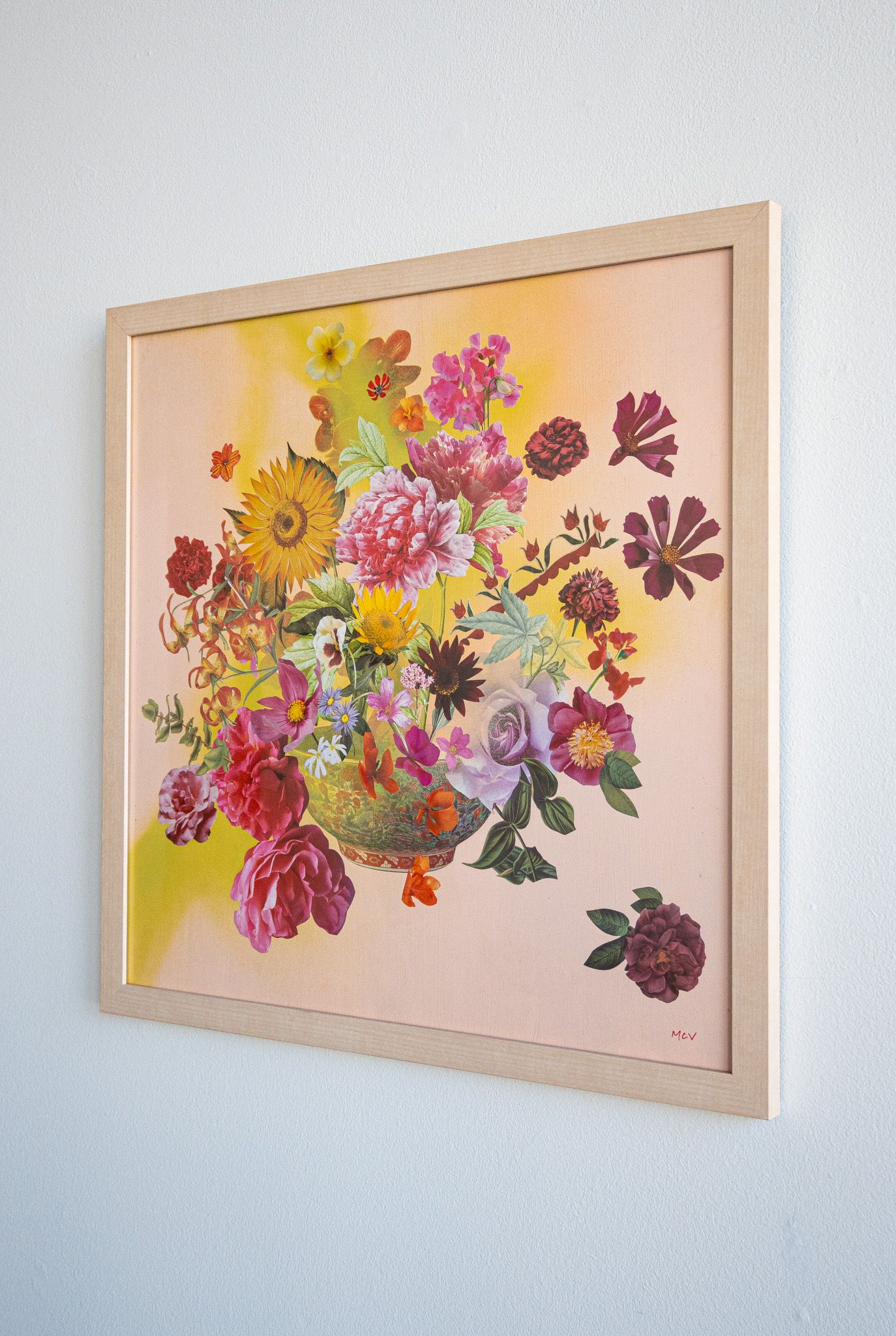 Bowl of Peonies and Sunflowers