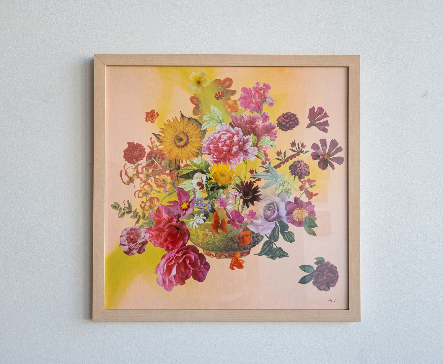 Bowl of Peonies and Sunflowers