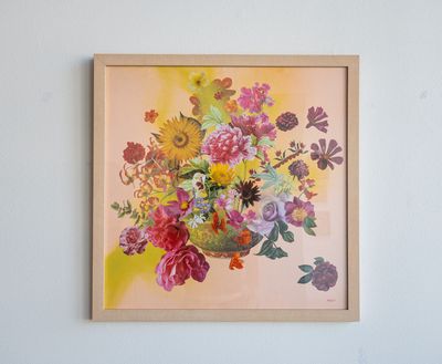 Bowl of Peonies and Sunflowers