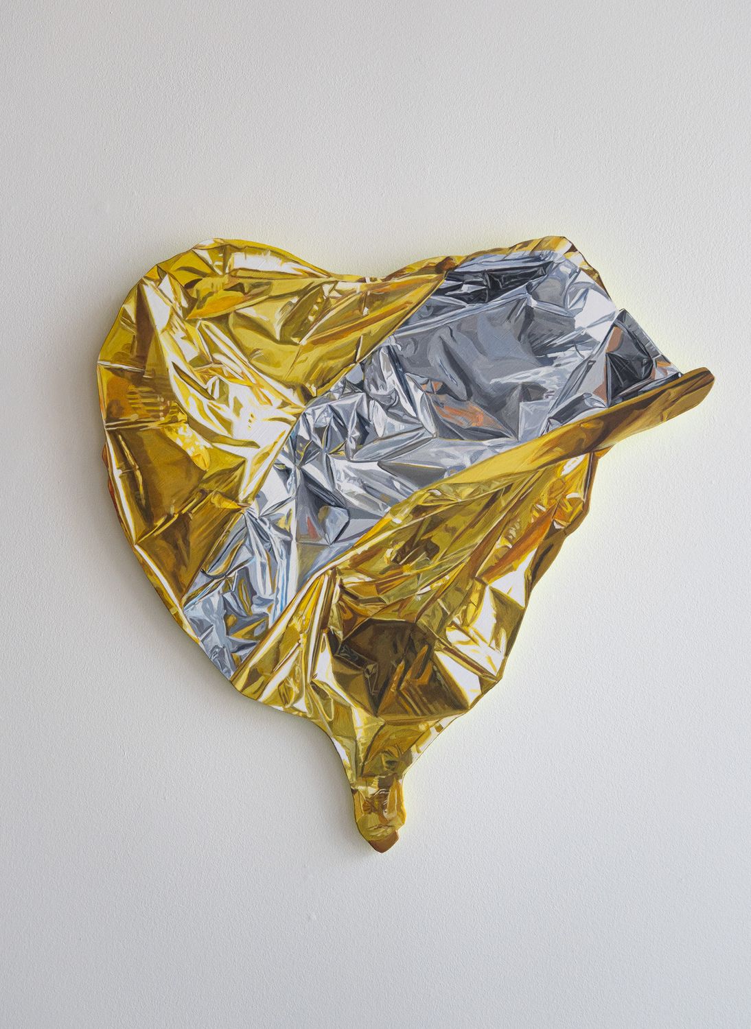 Gold and Silver Deflated Heart Balloon