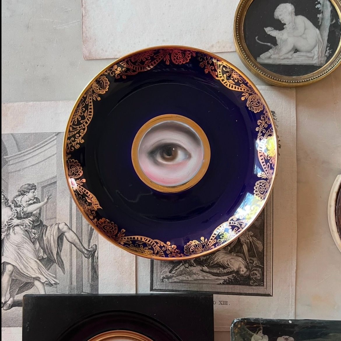 No. 2740 Lover's Eye Painting on a St. Petersburg Cobalt and Gilt Plate