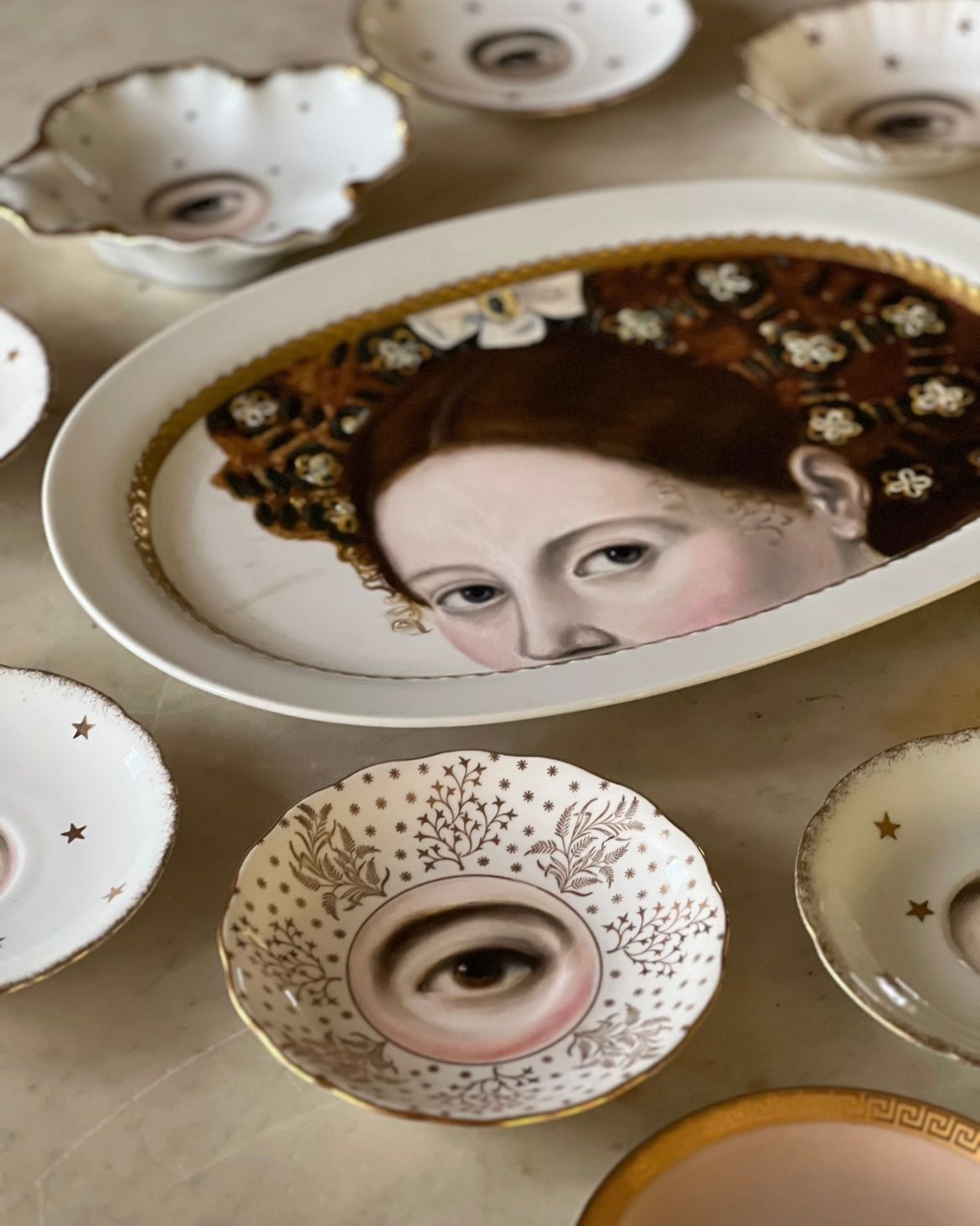 No. 2686 Lover's Eye Painting on a Star and Foliate Plate