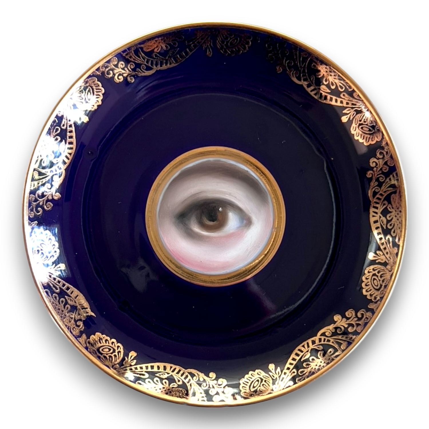 No. 2740 Lover's Eye Painting on a St. Petersburg Cobalt and Gilt Plate