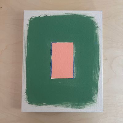 Peach/Grass With Blue Line