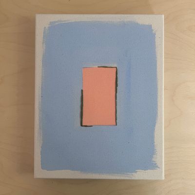 Peach/Cottage Blue With Forest Line
