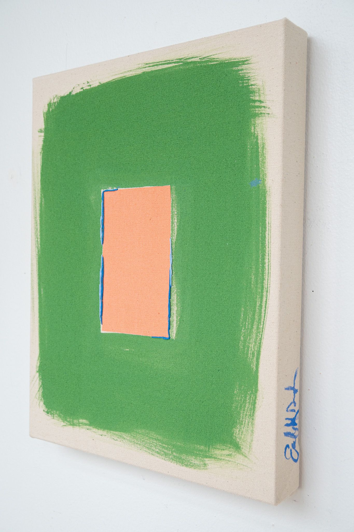 Peach/Grass With Blue Line