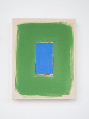 Cornflower/Grass With Peach Line