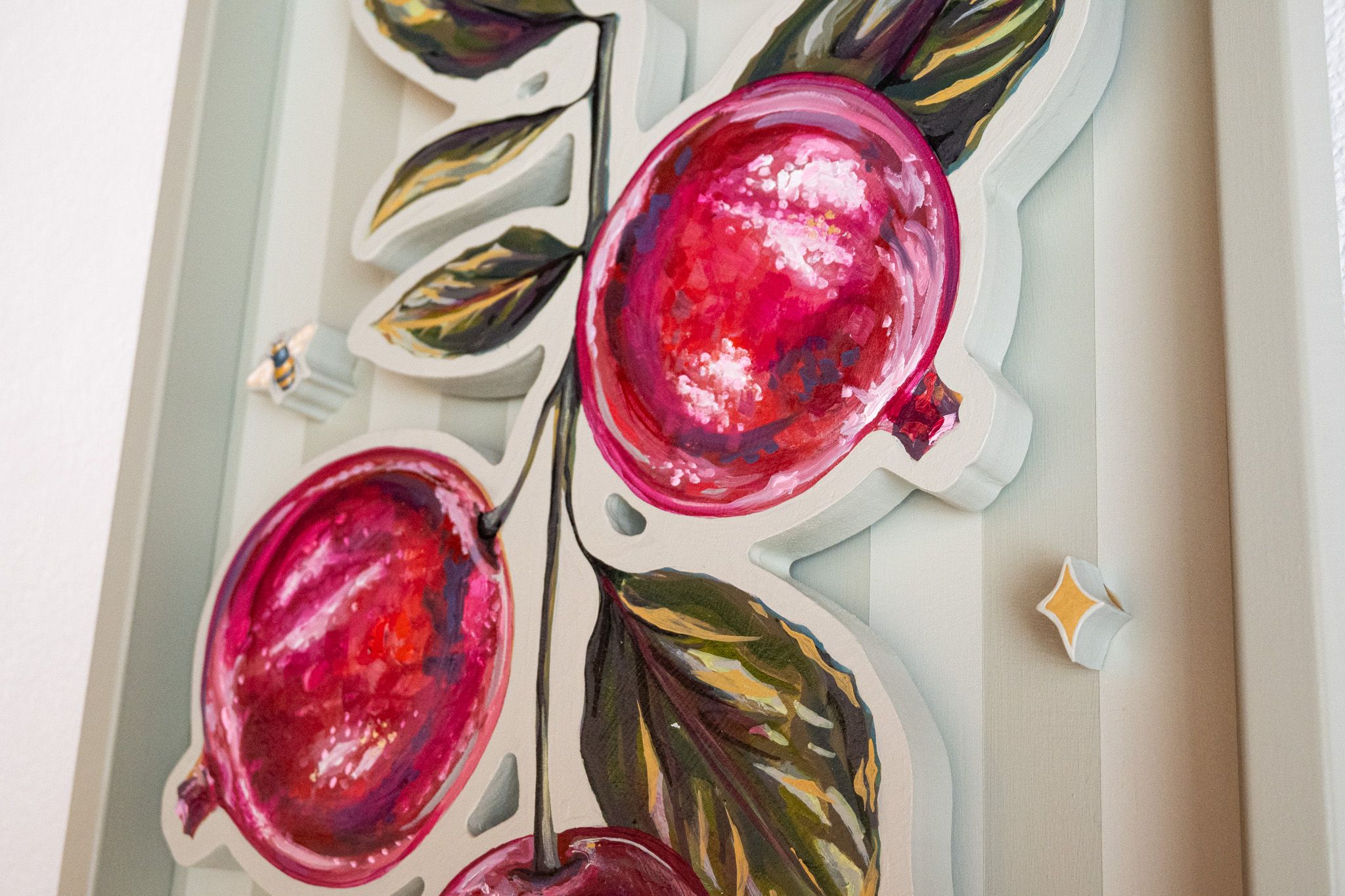 Pomegranates on Sage Green