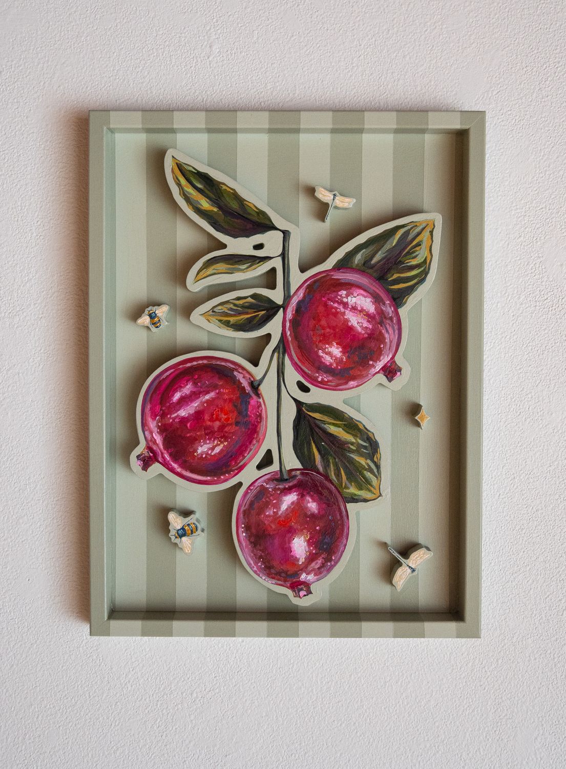 Pomegranates on Sage Green