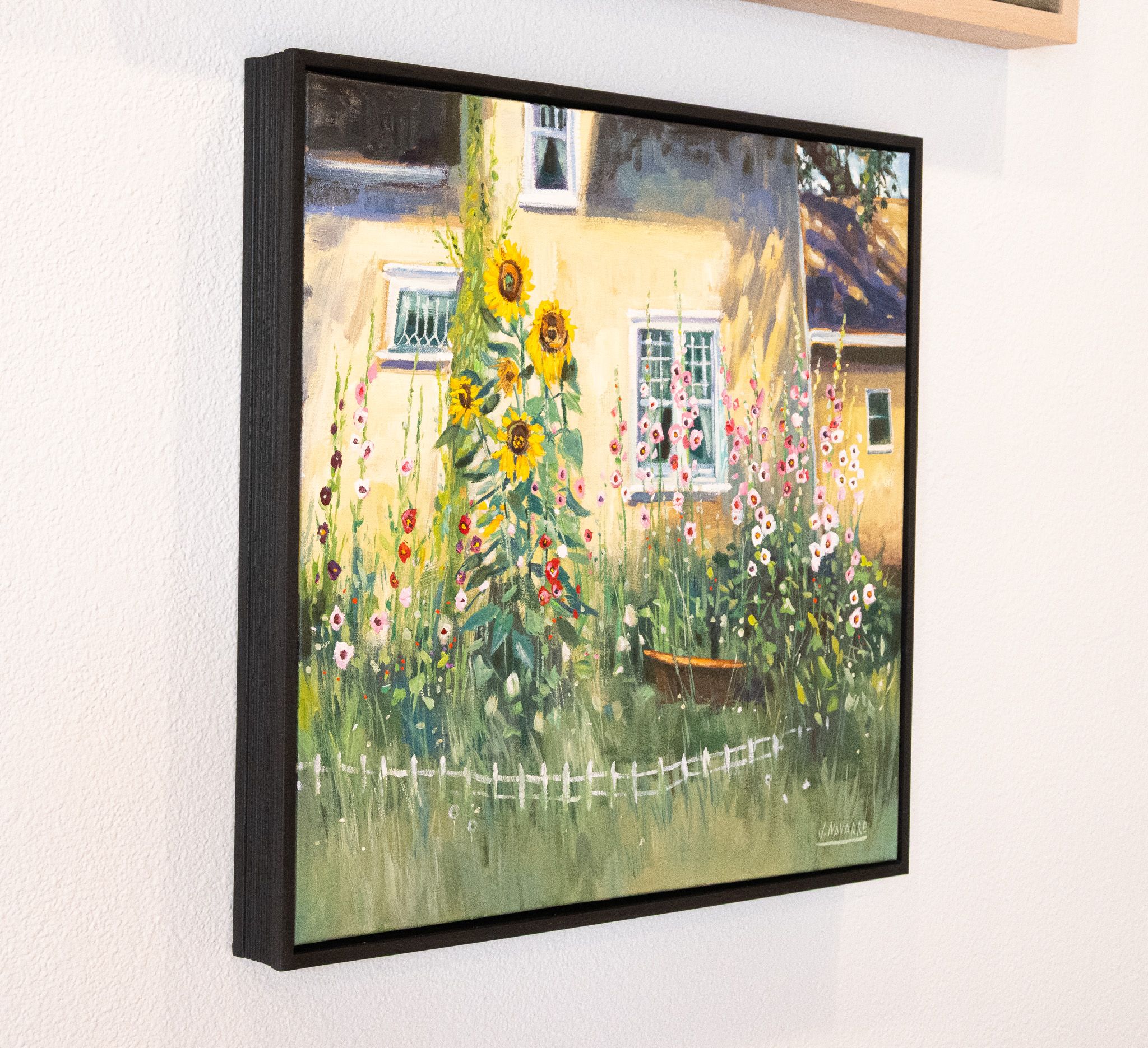 Hollyhocks and Sunflowers