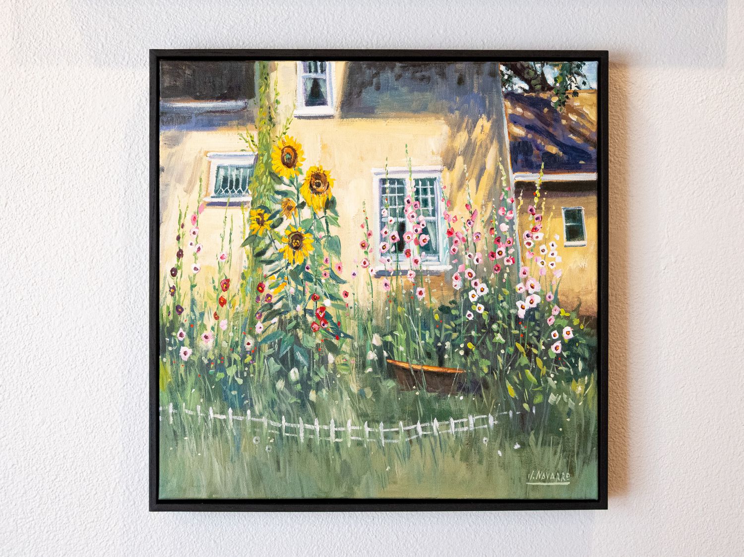 Hollyhocks and Sunflowers