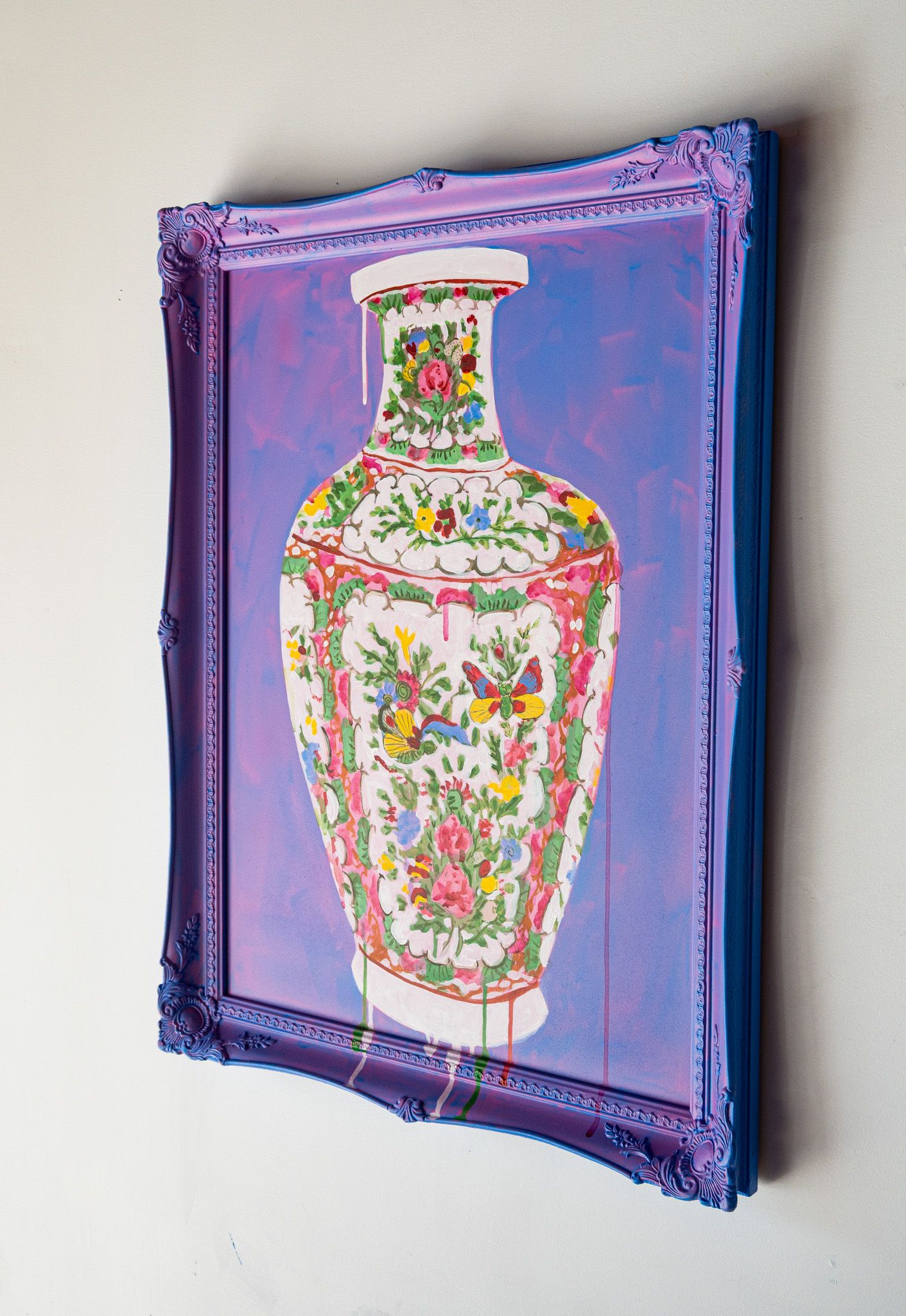 Rose Canton Butterfly Vase