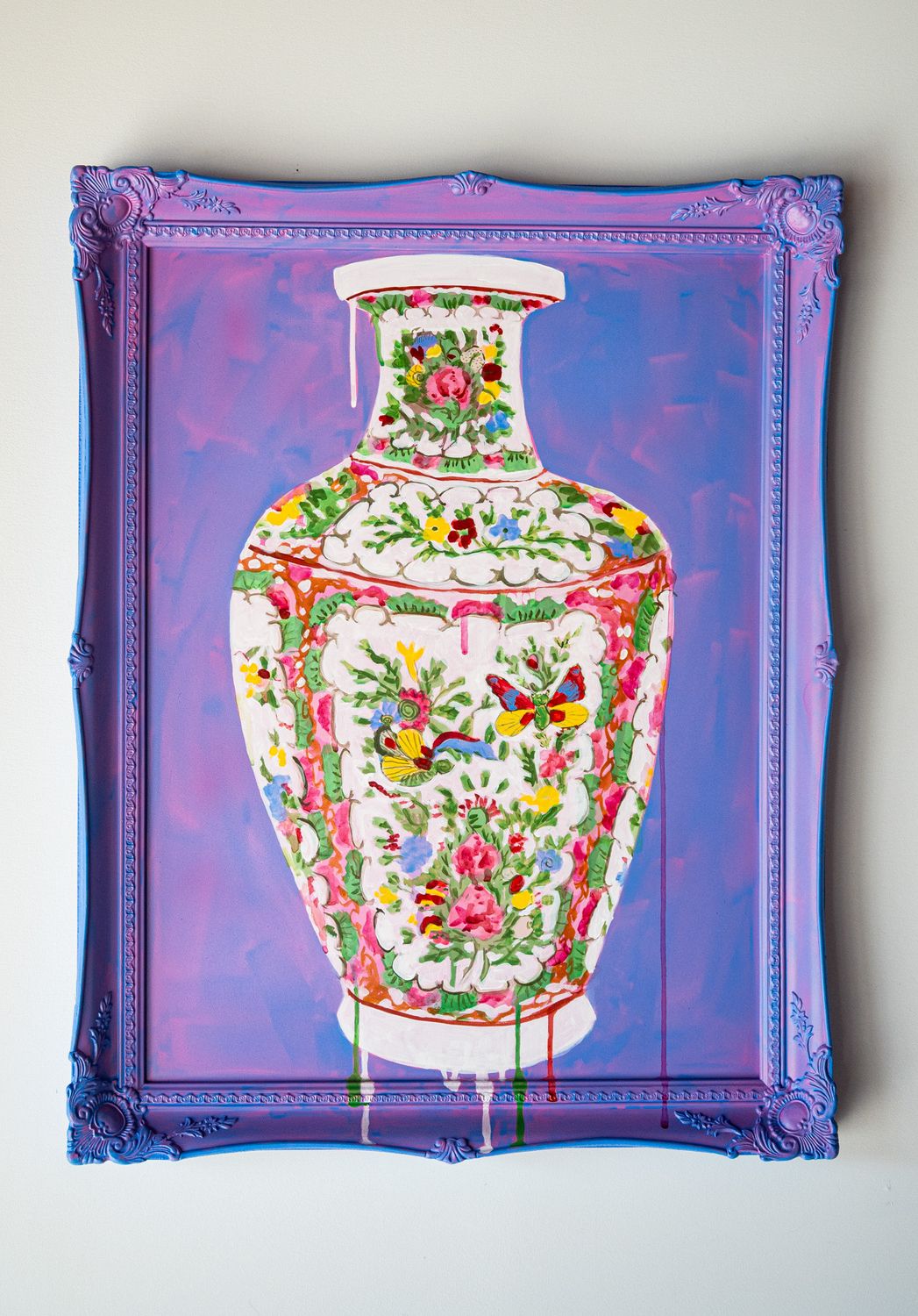 Rose Canton Butterfly Vase