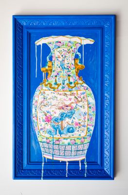 Rose Canton Aqua Bird Vase