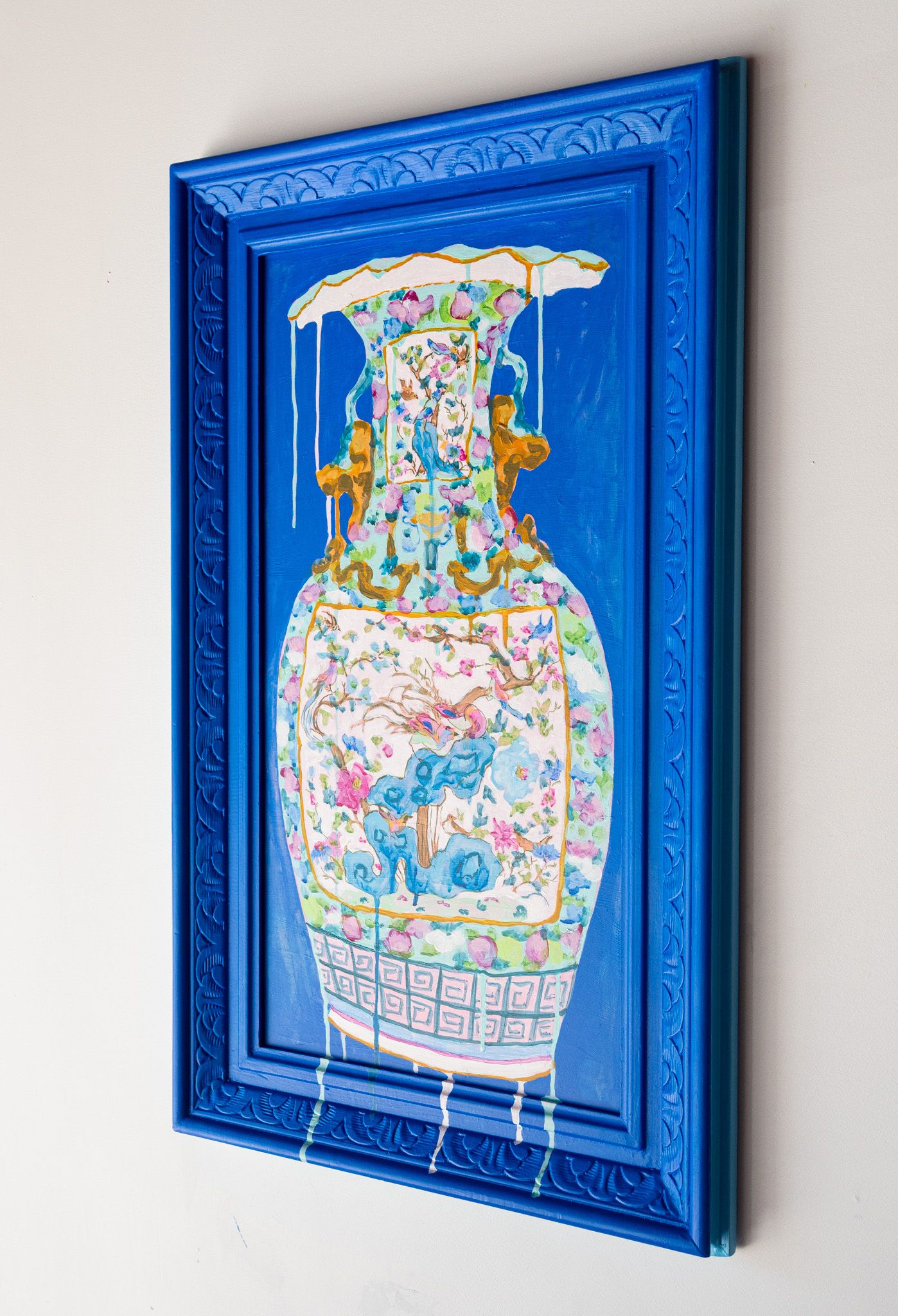 Rose Canton Aqua Bird Vase