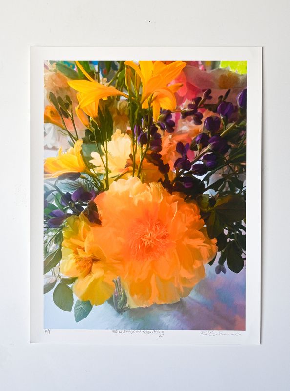 Blue Indigo and Yellow Peony