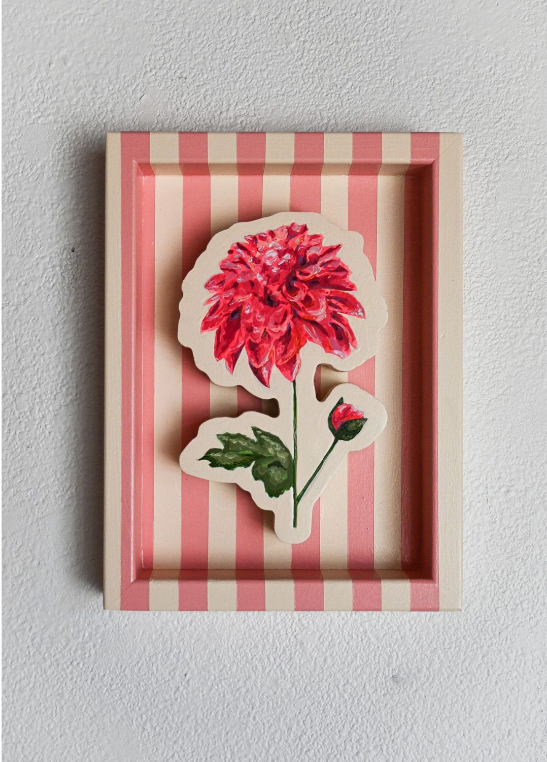 Pink Dahlia on Pink & Cream Pink Dahlia on Pink & Cream