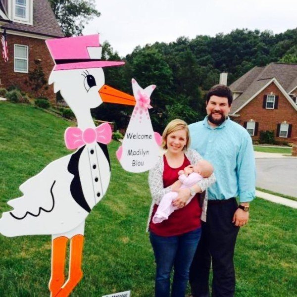 Stork and Birth Announcement Lawn Sign Rental