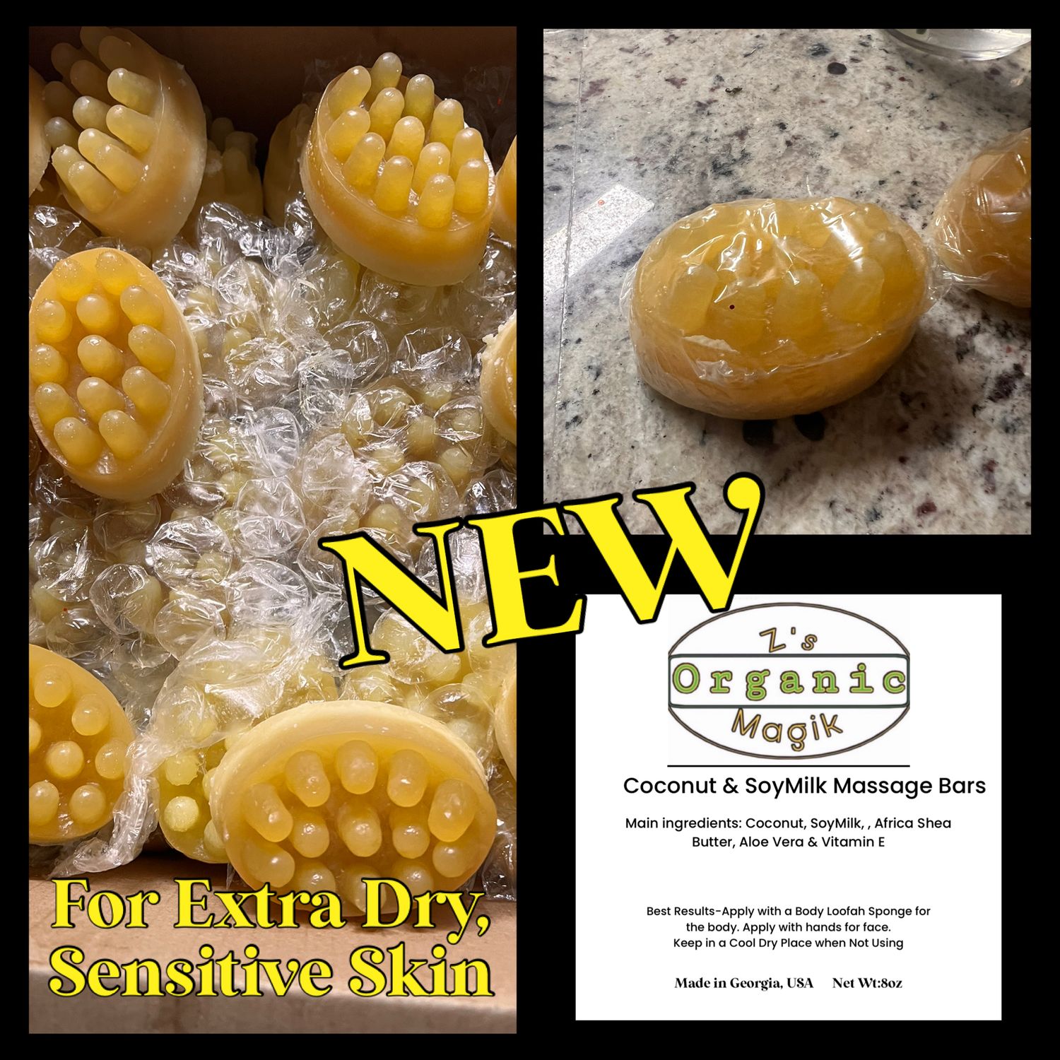 Natural Coconut &amp; SoyMilk Massage Bars for Extreme Dry Skin