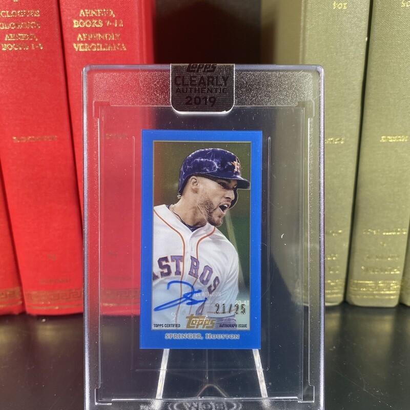 2020 Topps Clearly Authentic T206 Autographs Blue Parallel George Springer Numbered to 25 | Houston Astros