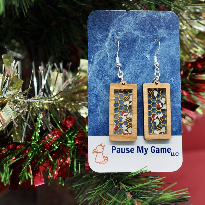 Santa Bees Rectangle Earrings