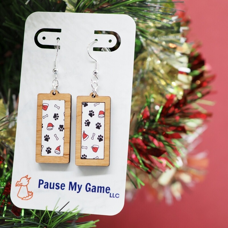 Pawprints, Bones and Santa Hats Earrings