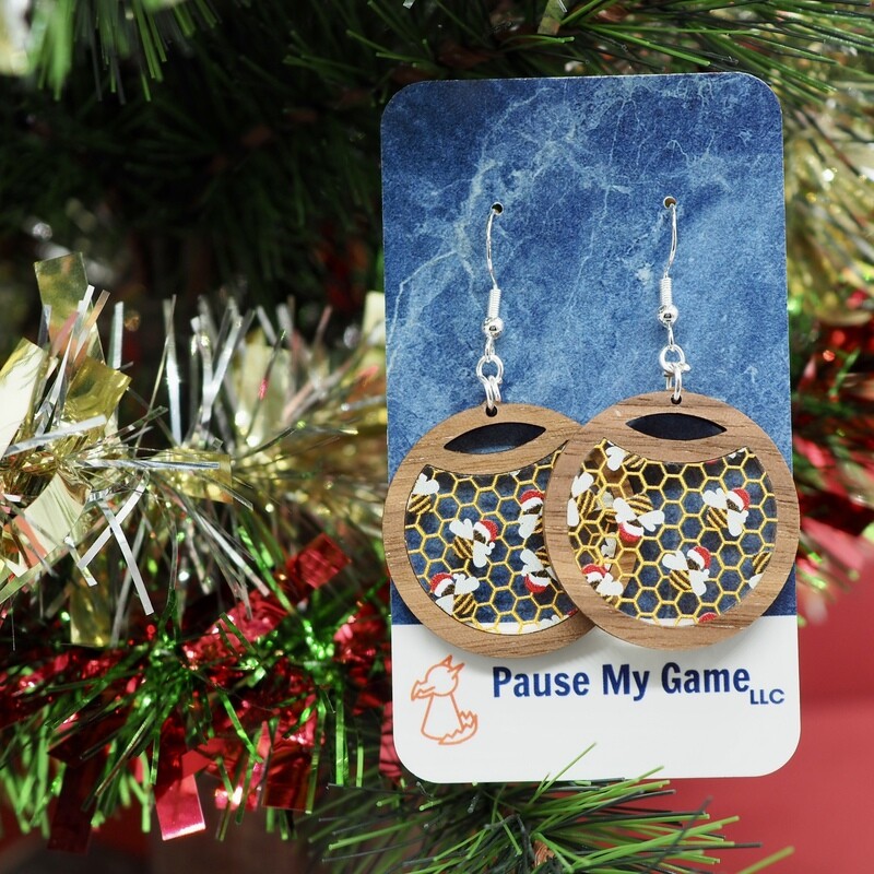 Santa Bees Circular Earrings