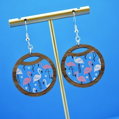 Flamingo Hearts Circular Earrings