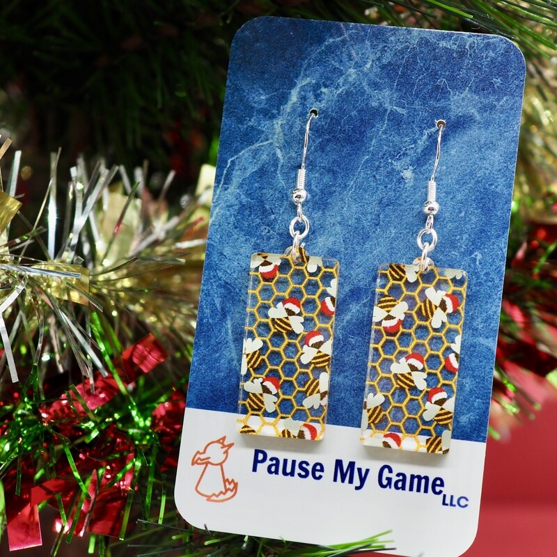 Santa Bees Acrylic Earrings