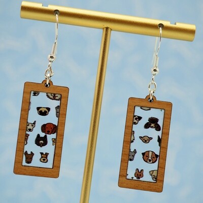 Dog Faces Rectangle Earrings
