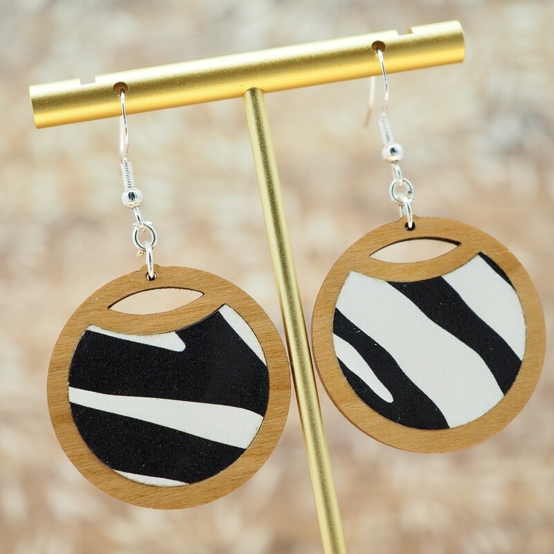 Zebra Stripes Circular Earrings