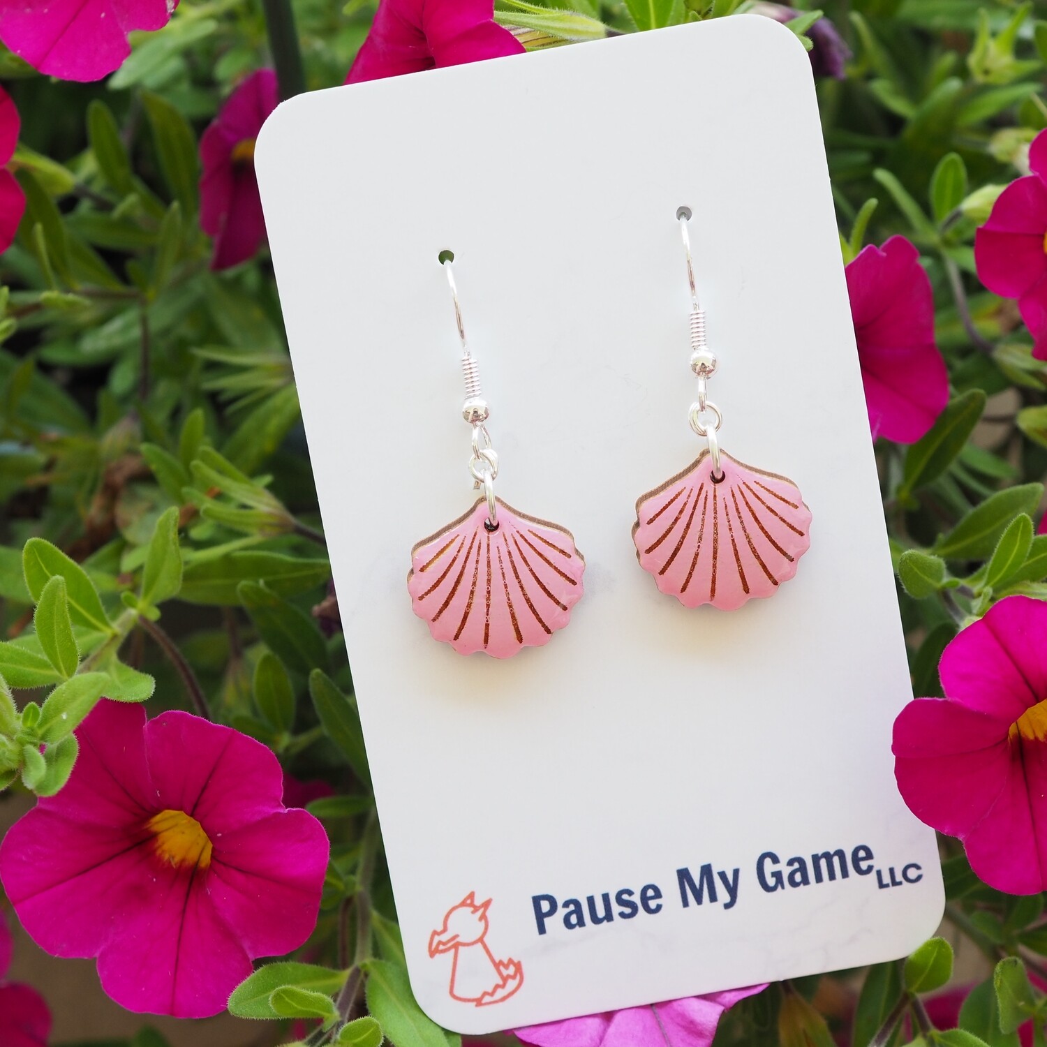 Seashell Earrings (Two Color Choices), Color Choice: Pink