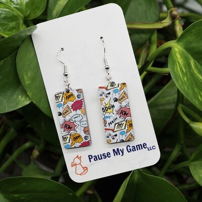 Comic Book Page Colored Acrylic Earrings