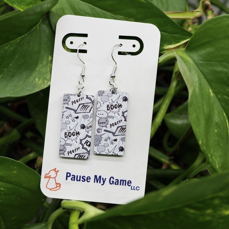 Comic Book Page B&amp;W Acrylic Earrings