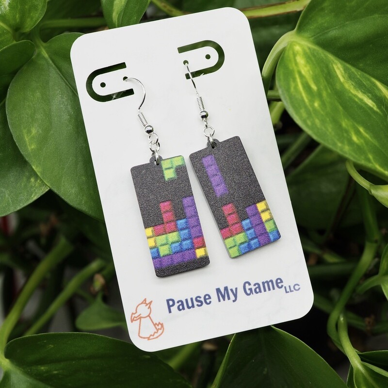 Video Game Block Earrings